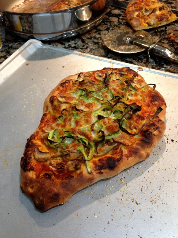 Shaved Asparagus and Italian sausage pizza