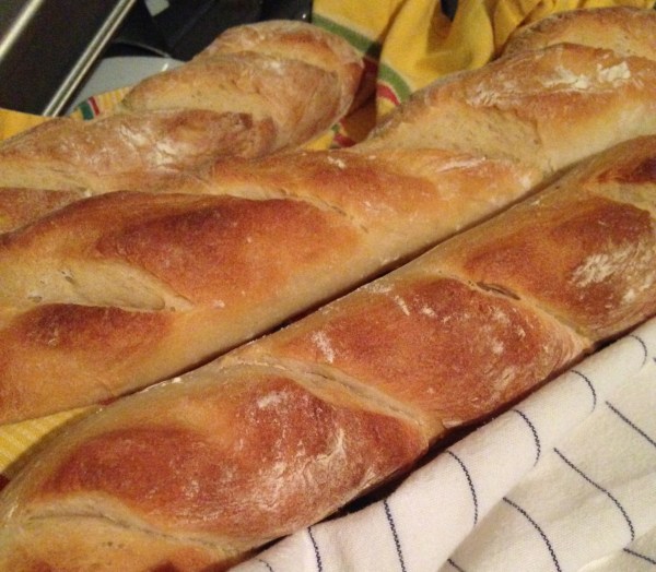 4 hour baguette bread. Looks amazing! Tastes young, bready, not great. Maybe half beer half water would help?